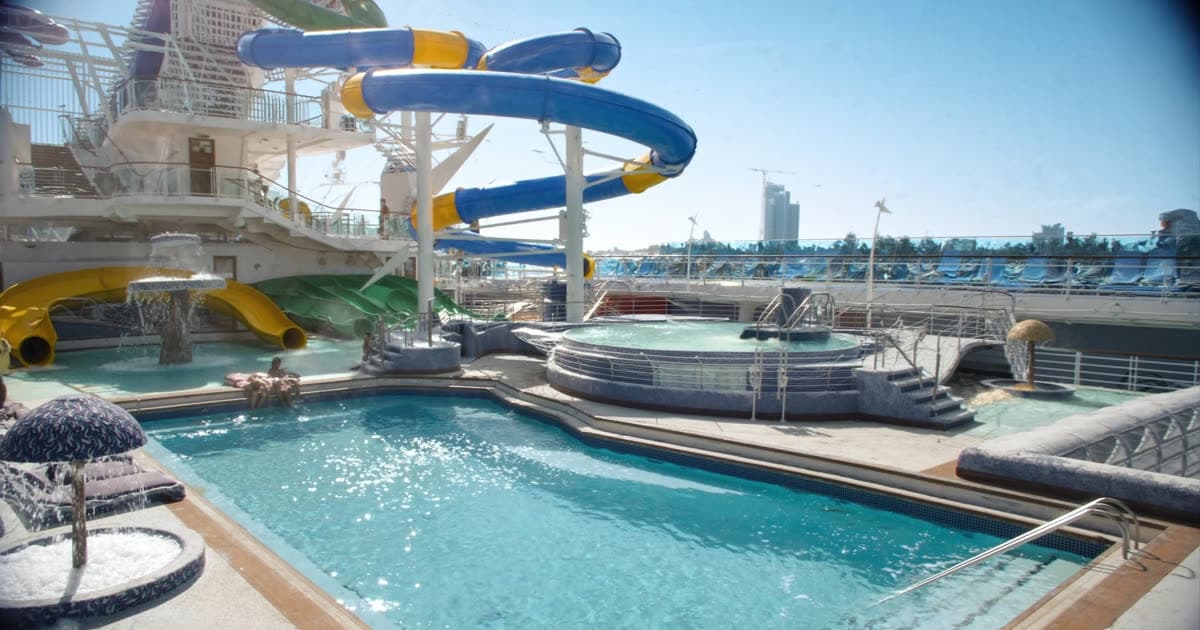 A family cruise ship in bright daylight