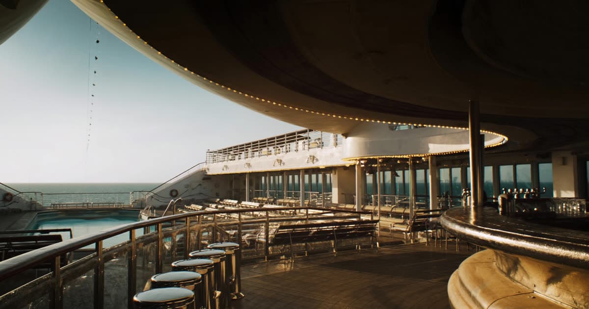 Drinks by a cruise ship pool bar