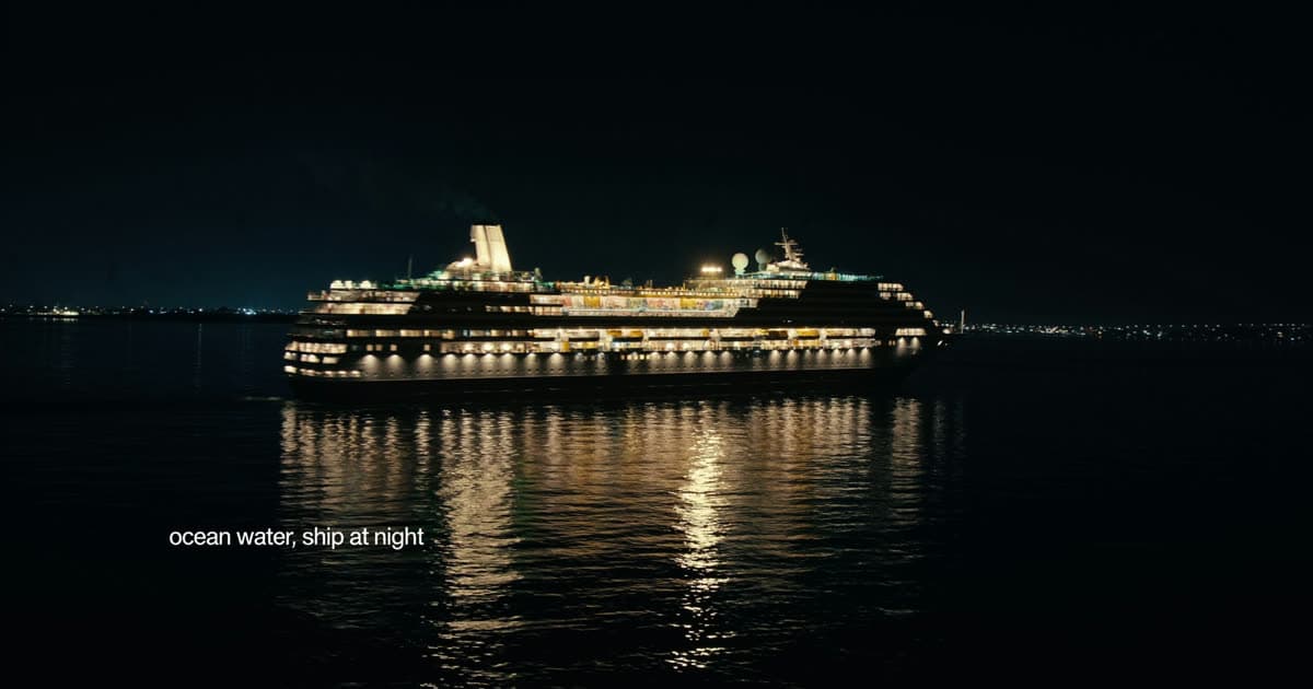 A cruise ship at dusk during the November booking season