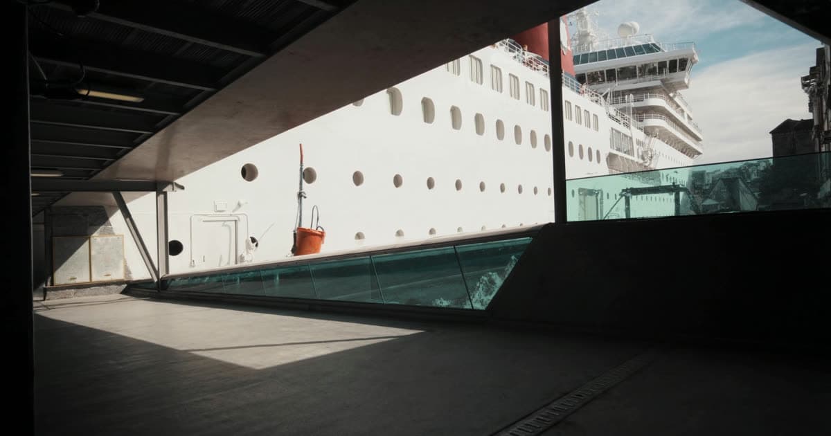 A cruise ship seen from the terminal on embarkation morning